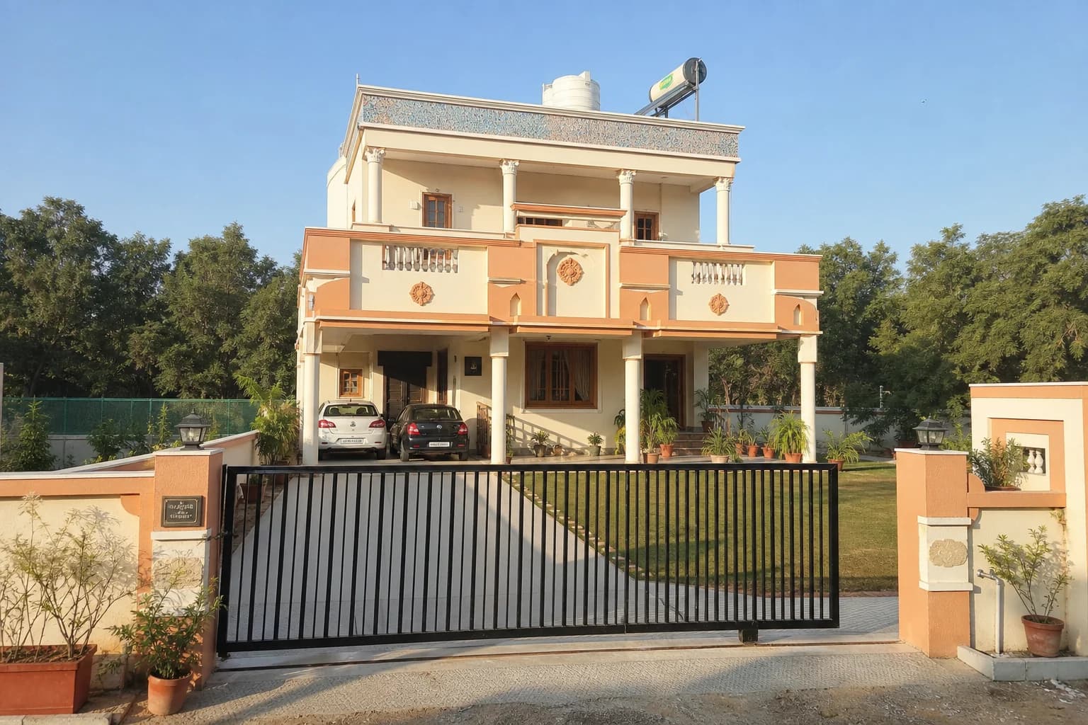 East-facing G+2 bungalow with lawn in Raysan, Gandhinagar